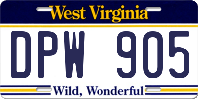 WV license plate DPW905