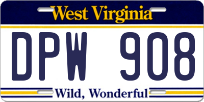 WV license plate DPW908