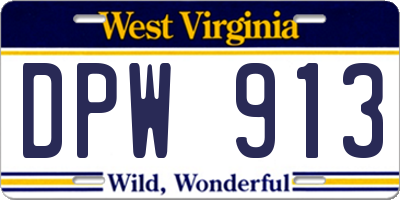 WV license plate DPW913