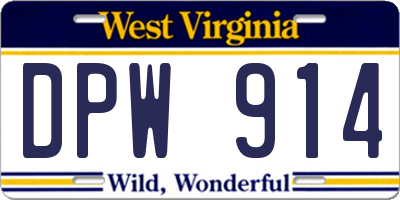 WV license plate DPW914
