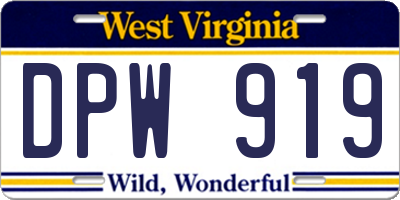 WV license plate DPW919