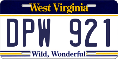 WV license plate DPW921