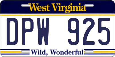 WV license plate DPW925