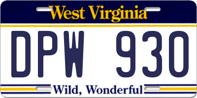 WV license plate DPW930