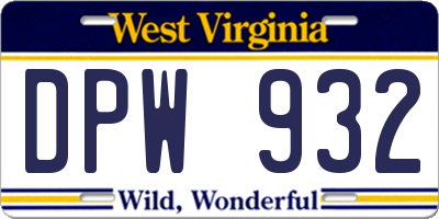 WV license plate DPW932