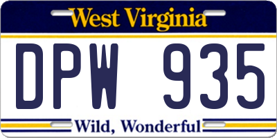 WV license plate DPW935