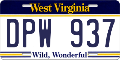 WV license plate DPW937