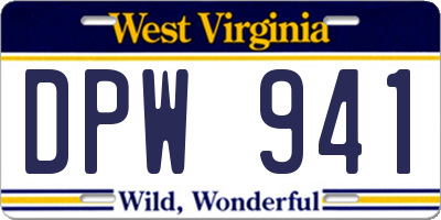 WV license plate DPW941