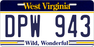 WV license plate DPW943