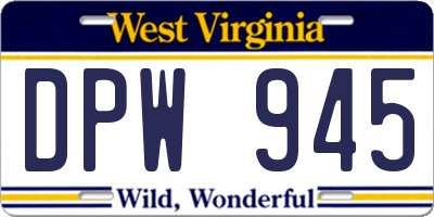 WV license plate DPW945