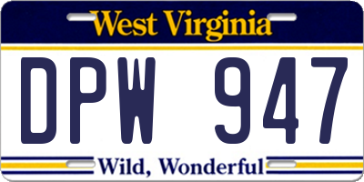 WV license plate DPW947