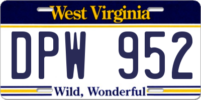 WV license plate DPW952