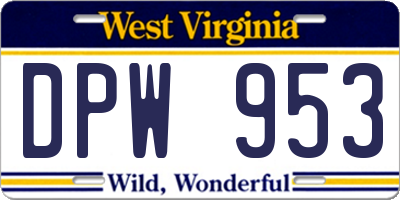 WV license plate DPW953