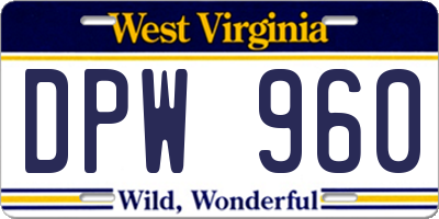 WV license plate DPW960