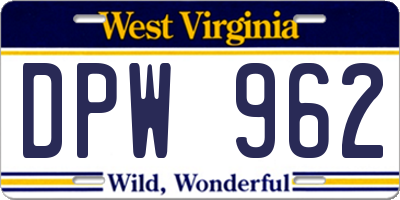 WV license plate DPW962