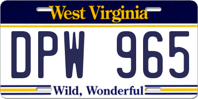 WV license plate DPW965