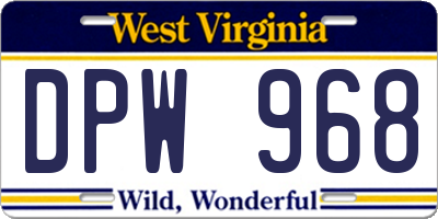 WV license plate DPW968