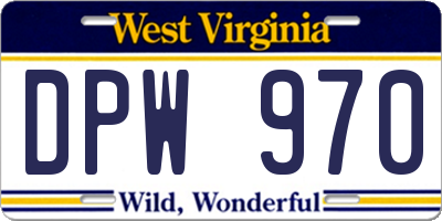 WV license plate DPW970