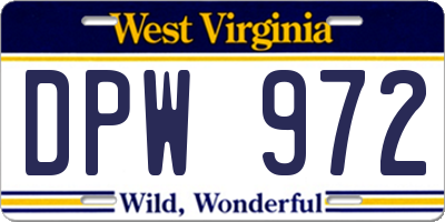 WV license plate DPW972