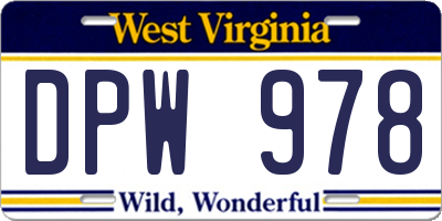 WV license plate DPW978