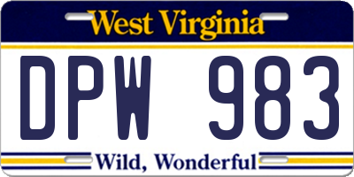 WV license plate DPW983
