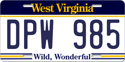 WV license plate DPW985