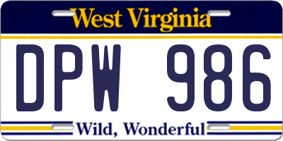 WV license plate DPW986