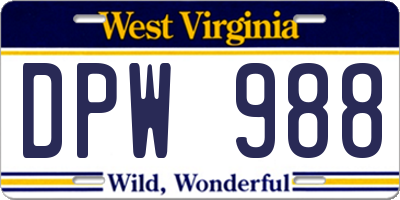 WV license plate DPW988