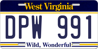 WV license plate DPW991