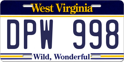 WV license plate DPW998
