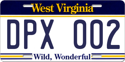 WV license plate DPX002