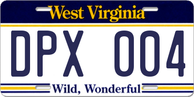 WV license plate DPX004