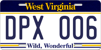 WV license plate DPX006