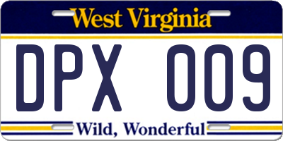 WV license plate DPX009