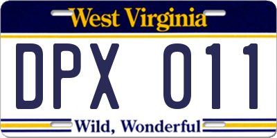 WV license plate DPX011