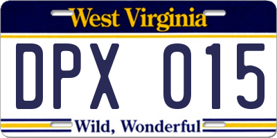 WV license plate DPX015