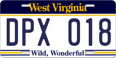 WV license plate DPX018