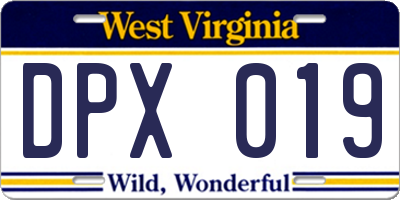WV license plate DPX019
