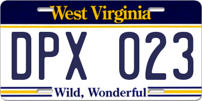 WV license plate DPX023