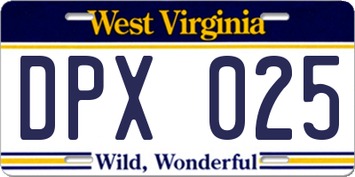 WV license plate DPX025