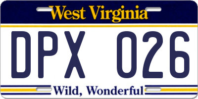 WV license plate DPX026