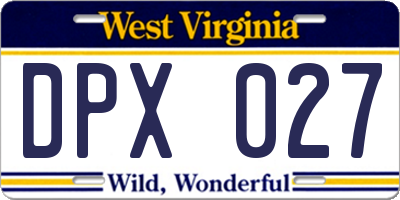 WV license plate DPX027