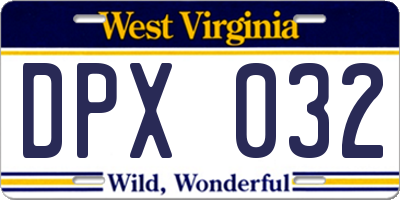 WV license plate DPX032