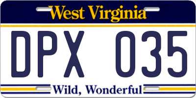 WV license plate DPX035