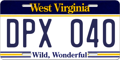 WV license plate DPX040