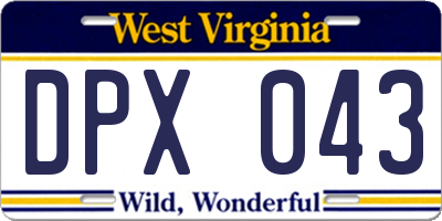 WV license plate DPX043