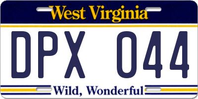 WV license plate DPX044