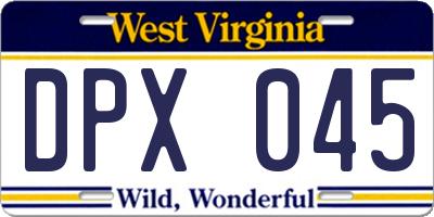WV license plate DPX045