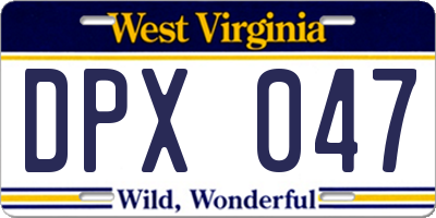 WV license plate DPX047