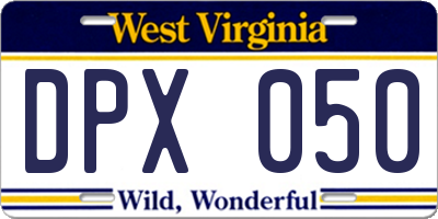 WV license plate DPX050